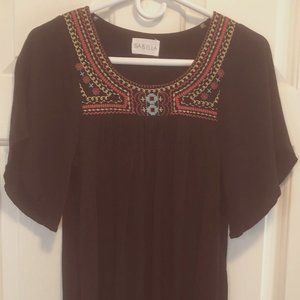 ISA & ELLA Black Embroidered Tunic or Mini Dress